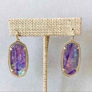 KendraScott Elle Iridescent Abalone earrings in gold color